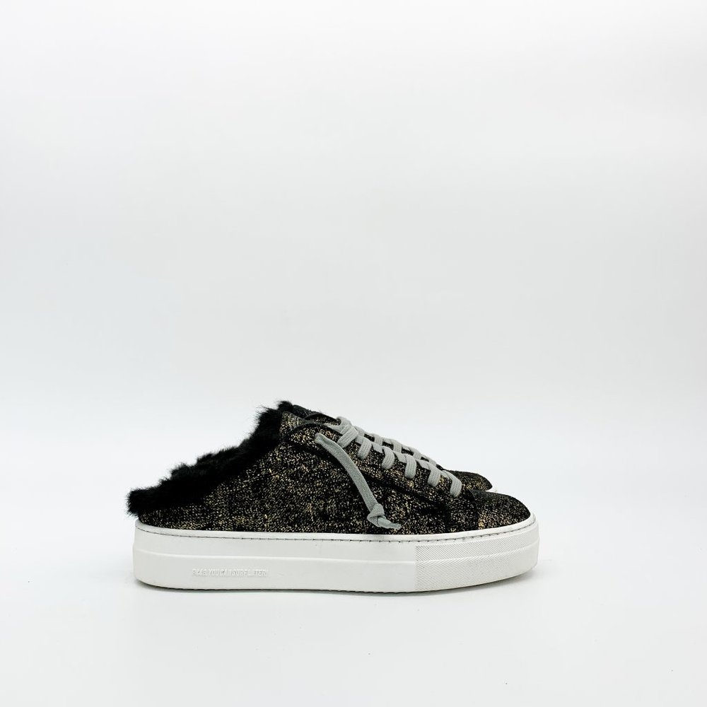 P448 Clara Metallic Faux Fur Platform Sneakers - Picture 9 of 9